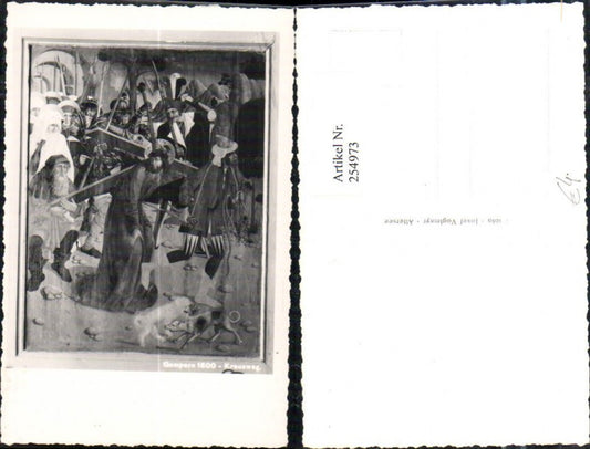 254973,Gampern 1500 Kirche Detailansicht Flügelaltar Bild Kreuzweg Hunde Jesus m. Kreuz