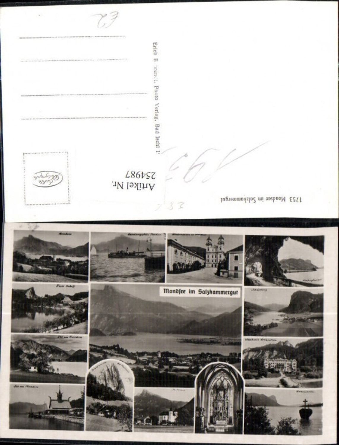 254987,Mondsee Totale Pichl Auhof Kreuzstein Waldhotel Kirchenplatz Kirche Innenansicht Landungsplatz Dampfer Mehrbildka