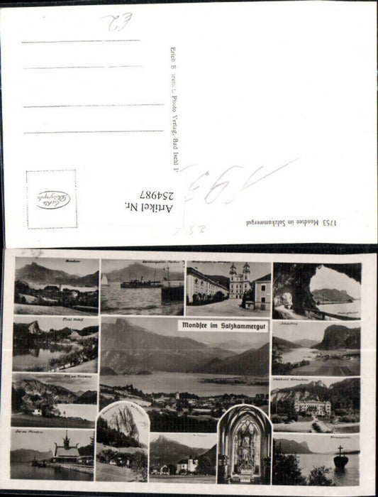 254987,Mondsee Totale Pichl Auhof Kreuzstein Waldhotel Kirchenplatz Kirche Innenansicht Landungsplatz Dampfer Mehrbildka