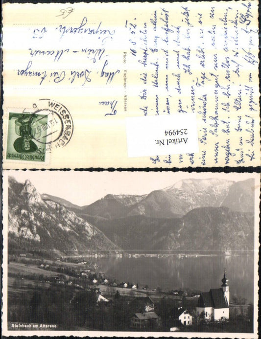 254994,Steinbach am Attersee Totale Kirche Bergkulisse