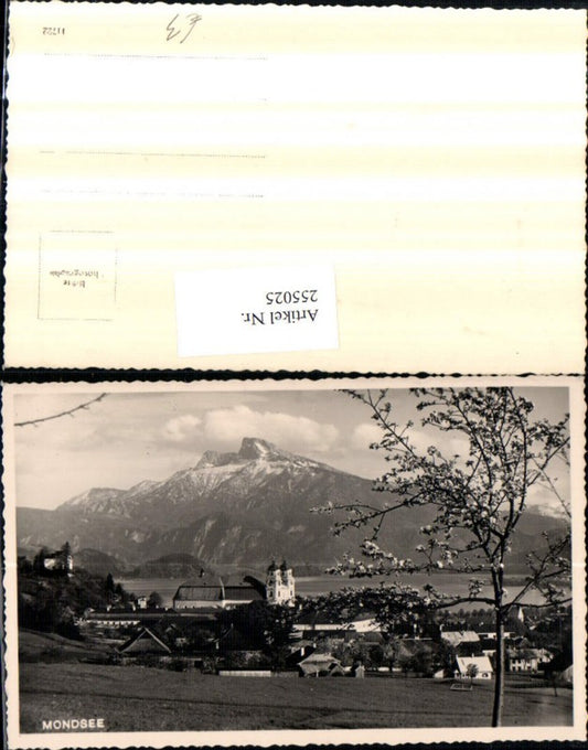 255025,Mondsee Teilansicht Kirche Bergkulisse