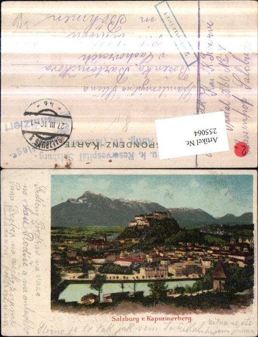 255064,Litho AK Salzburg Totale m. Festung vom Kapuzinerberg
