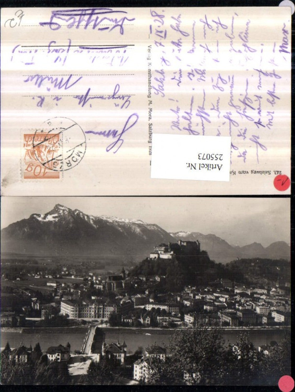 255073,Salzburg Totale m. Festung u. Brücke vom Kapuzinerberg