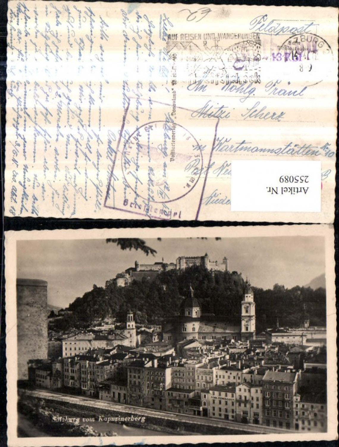 255089,Salzburg Teilansicht m. Festung vom Kapuzinerberg