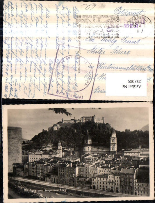 255089,Salzburg Teilansicht m. Festung vom Kapuzinerberg