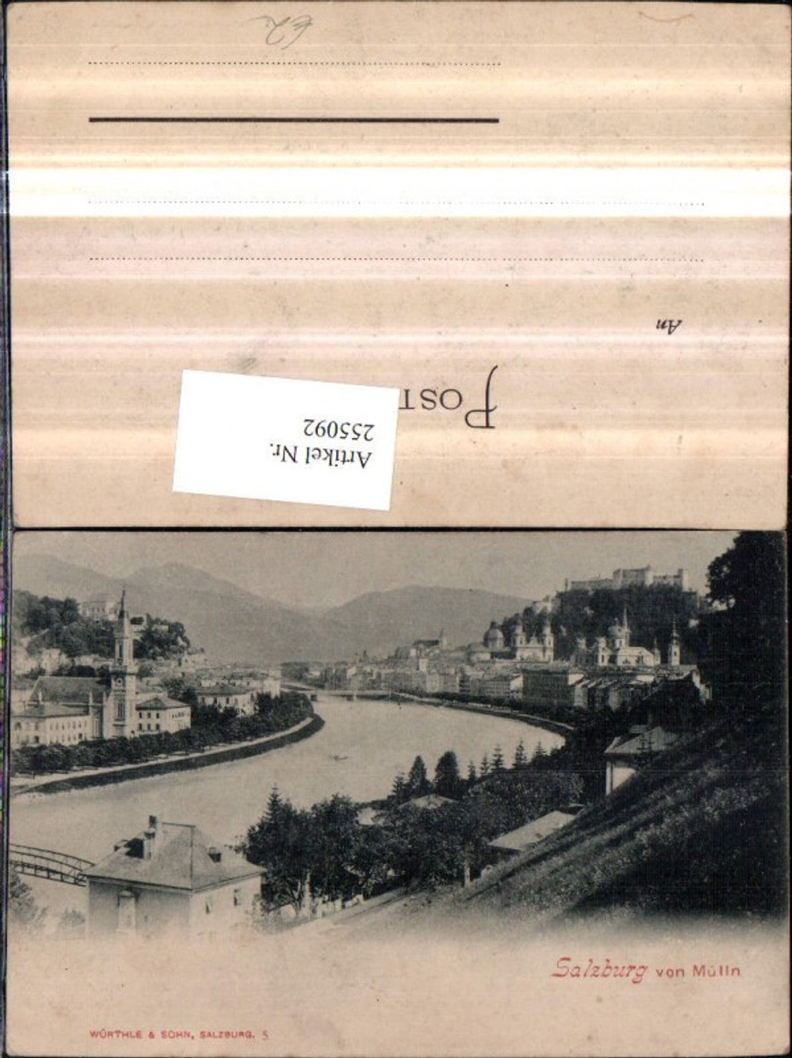 255092,Salzburg Teilansicht von Mülln m. Festung pub Würthle u. Sohn 5