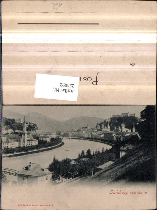 255092,Salzburg Teilansicht von Mülln m. Festung pub Würthle u. Sohn 5