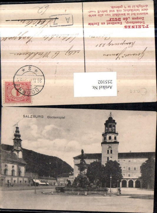 255102,Salzburg Glockenspiel Turm Rathaus Brunnen u. Kirche