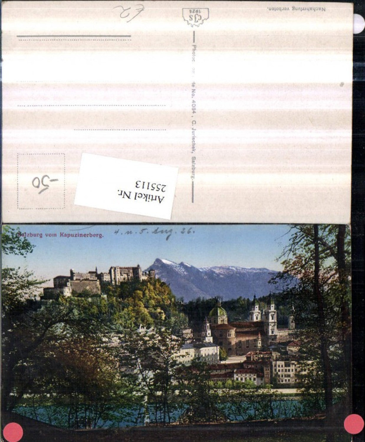 255113,Salzburg Teilansicht Kirche Festung vom Kapuzinerberg