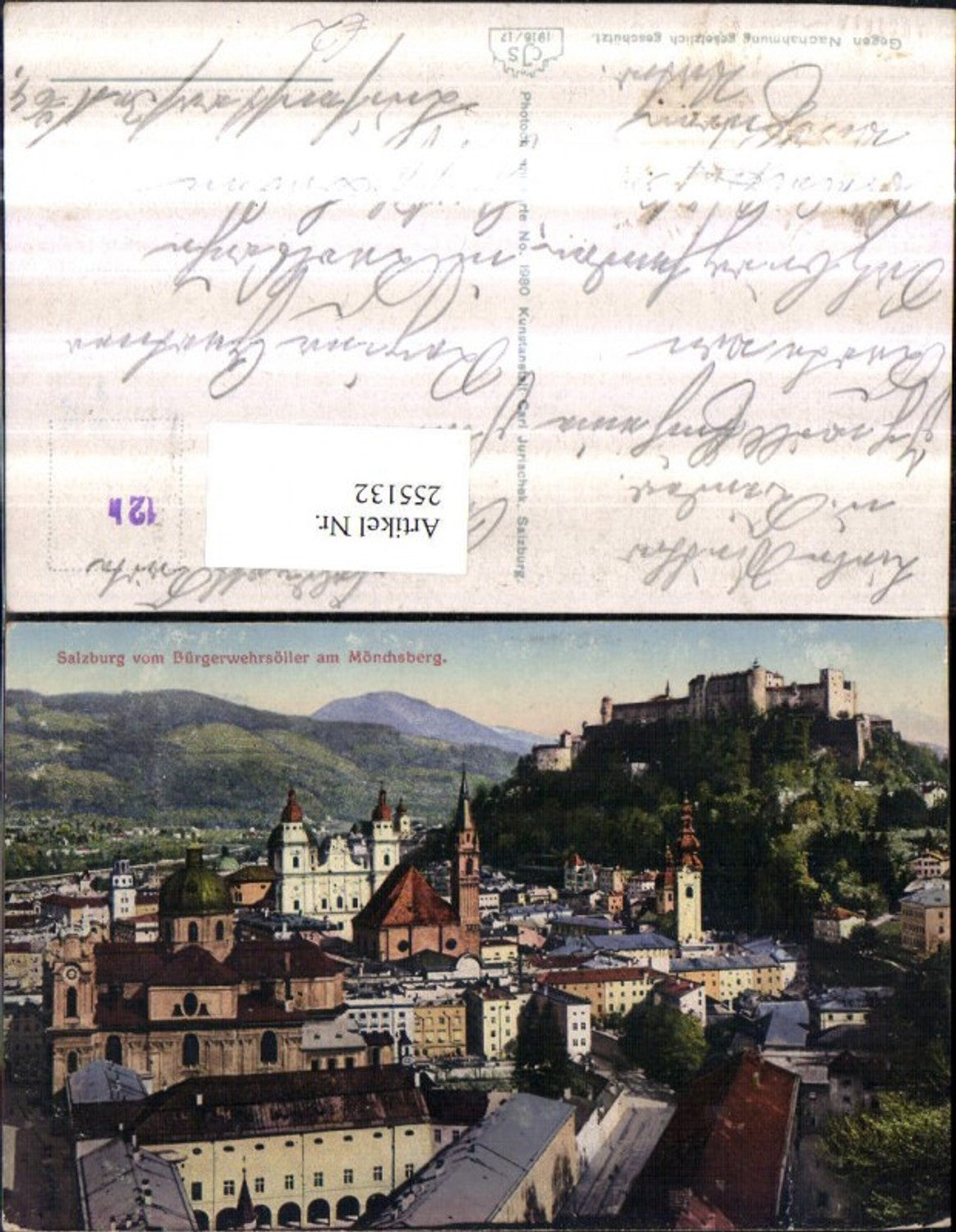 255132,Salzbug Teilansicht Kirchen m. Festung vom Bürgerwehrsöller am Mönchsberg