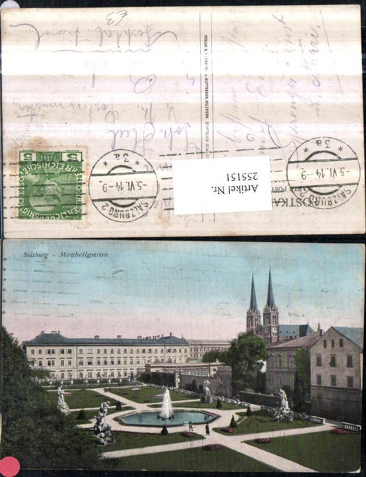 255151,Salzbug Mirabellgarten u. Schloss Springbrunnen Kirche
