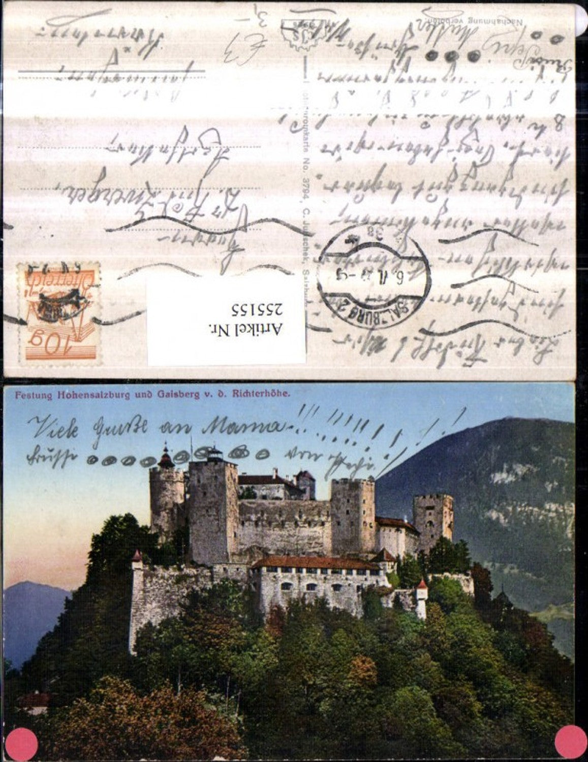 255155,Salzbug Festung Hohensalzburg u. Gaisberg von d. Richterhöhe
