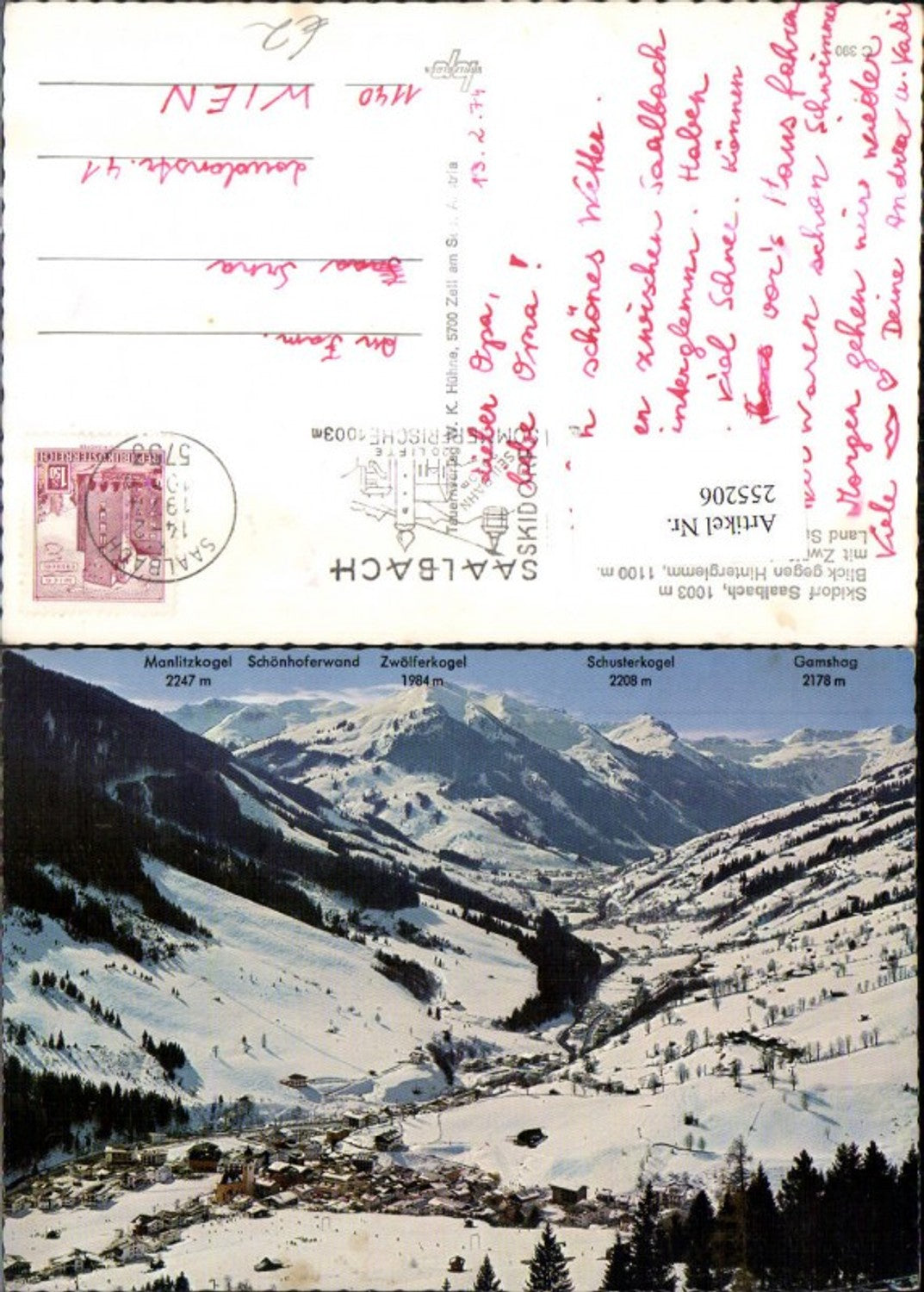 255206,Saalbach u. Hinterglemm Totale Bergkulisse Gamshag Schusterkogel Winterbild