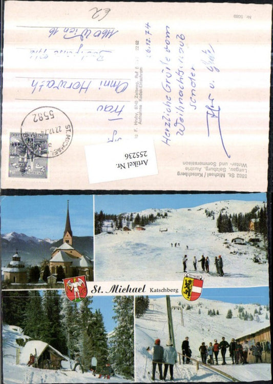 255236,St. Michael am Katschberg Kirche Skipiste Skifahrer Schlepplift Winterbilder Mehrbildkarte
