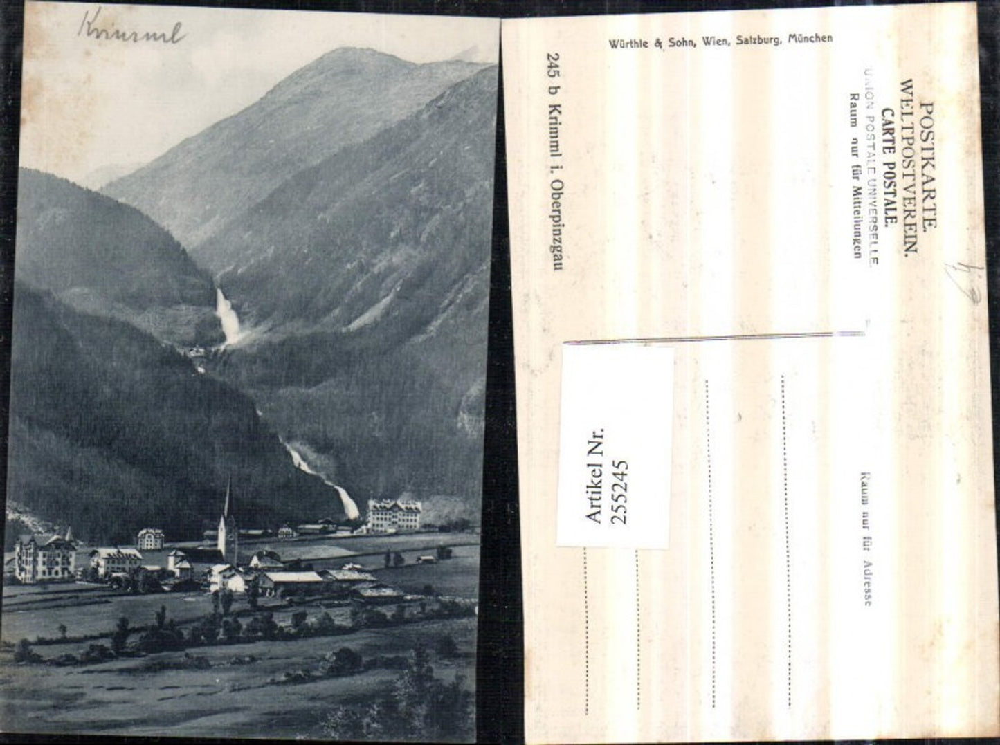 255245,Krimml Teilansicht m. d. Wasserfällen Bergkulisse