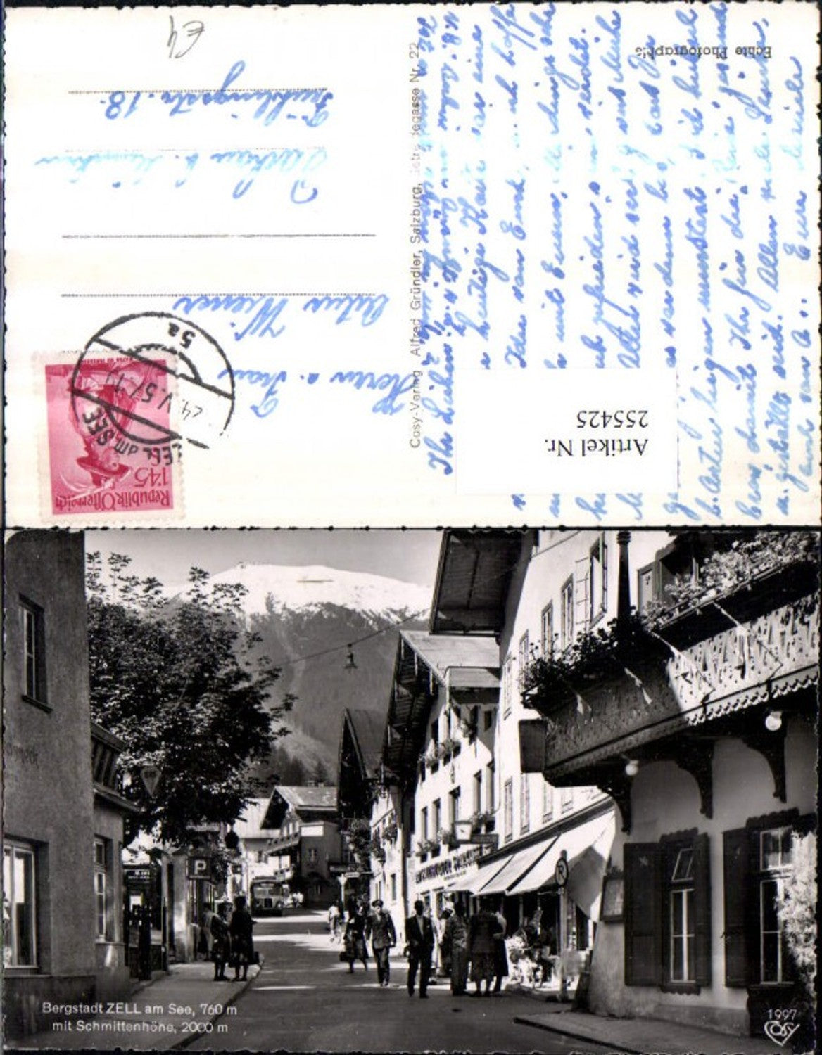 255425,Zell am See Straßenansicht Geschäfte Klappladen m. Schmittenhöhe pub Cosy 1997