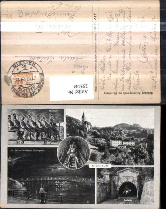 255444,Halleiner Salzbergwerk Bergbau am Dürrnberg Totale Kirche Einfahrt Stollenfahrt Ausfahrt Salzsee Rolle Mehrbildk