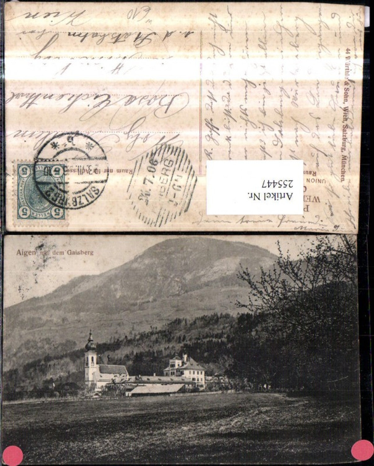 255447,Aigen auf dem Gaisberg Kirche Bergkulisse b. Salzburg