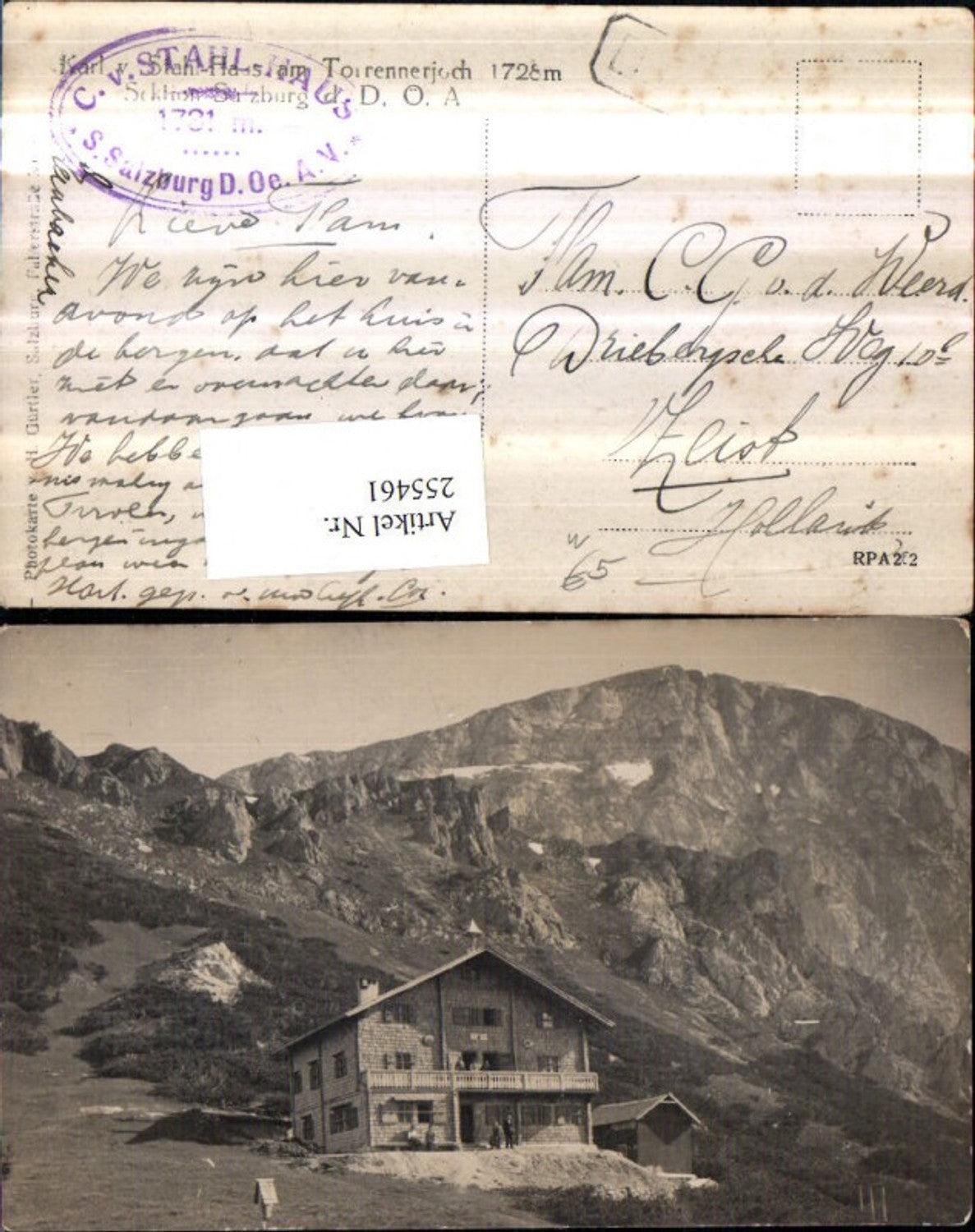 255461, Karl von Stahl House at Torrenerjoch near Golling on the Salzach mountain scenery