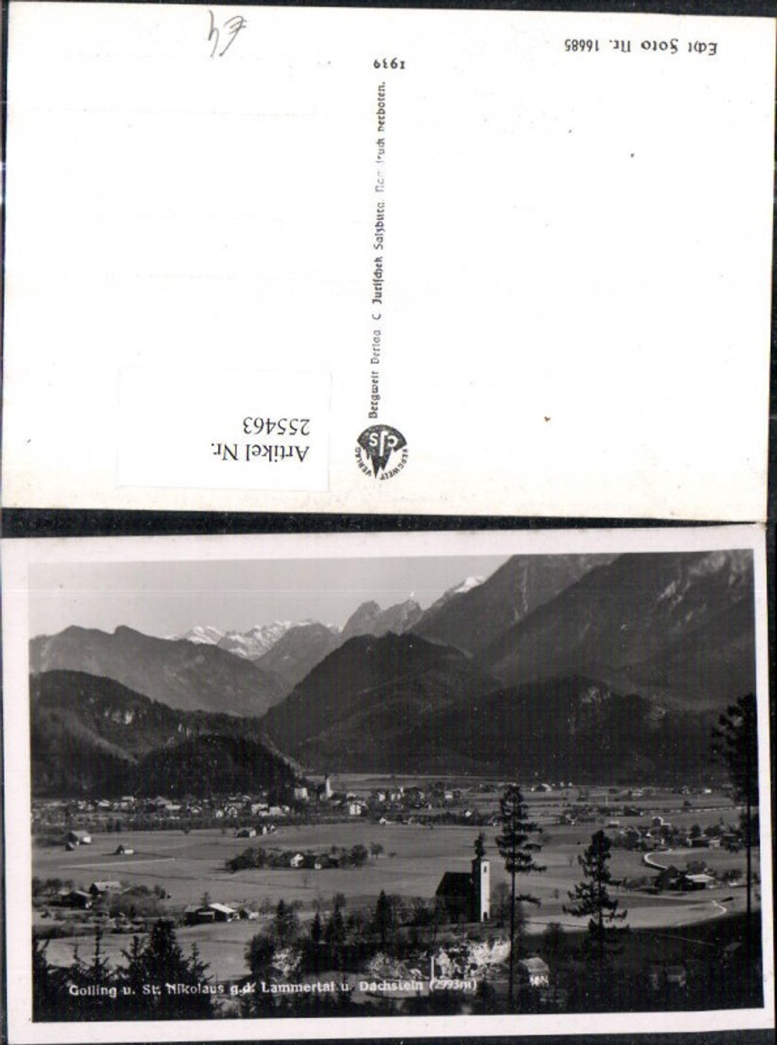 255463,Golling u. St. Nikolaus Totale geg. d. Lammertal u. Dachstein Bergkulisse