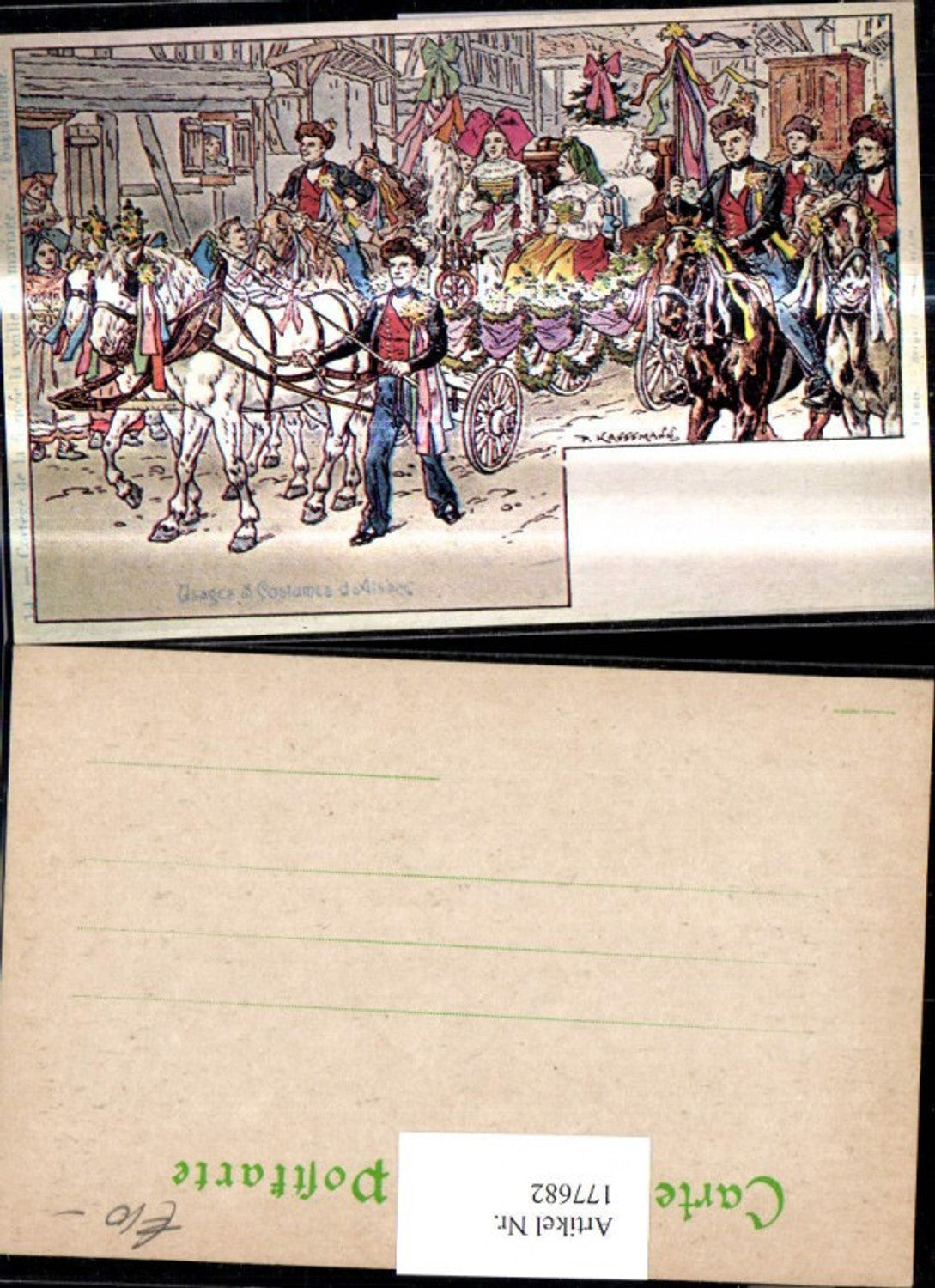 177682,Künstler Ak P. Kauffmann Repro Usages & Costumes d Alsace Kutsche