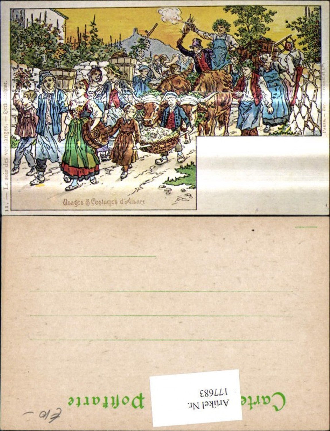177683,Künstler Ak P. Kauffmann Repro Usages & Costumes d Alsace Ochsenwagen Bauern