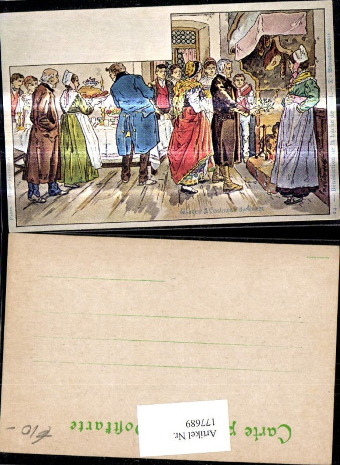 177689,Künstler Ak P. Kauffmann Repro Usages & Costumes d Alsace Kamin Festessen