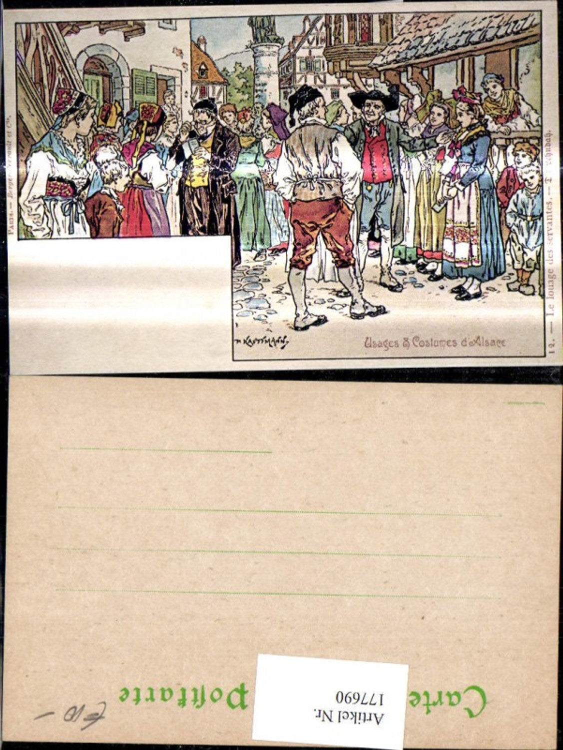 177690,Künstler Ak P. Kauffmann Repro Usages & Costumes d Alsace Strassenszene Menschen