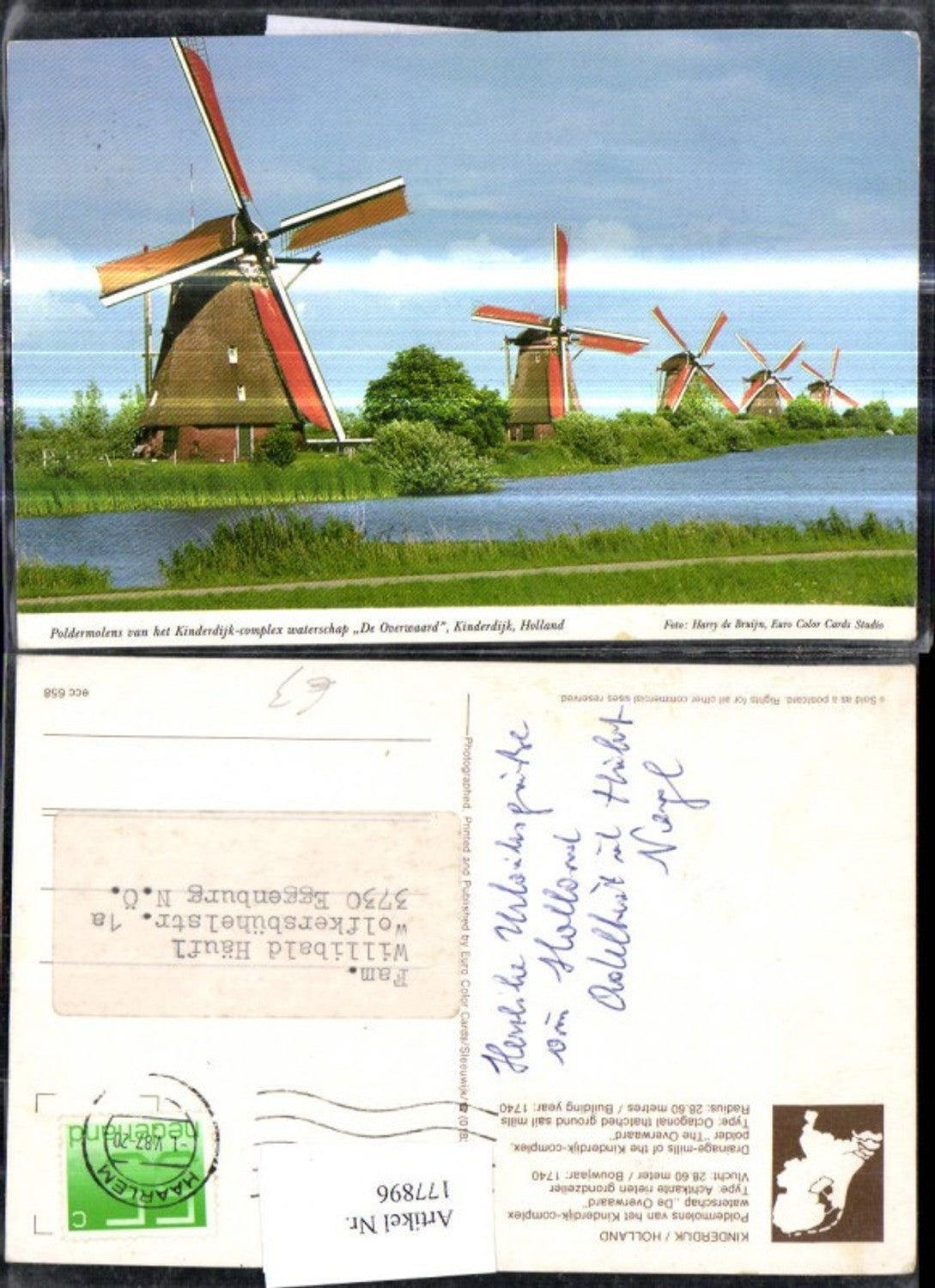 177896,Windmühlen Poldermolens van het Kinderdijk complex waterschap De Overwaard Kinderdijk Holland