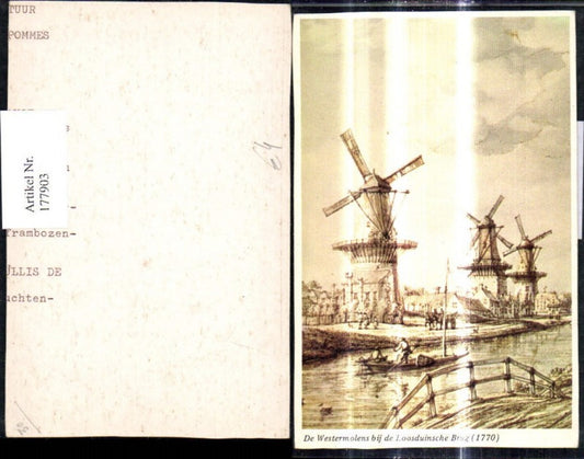 177903,Künstler Ak Windmühlen De Westermolens bij de Loosduinsche Brug