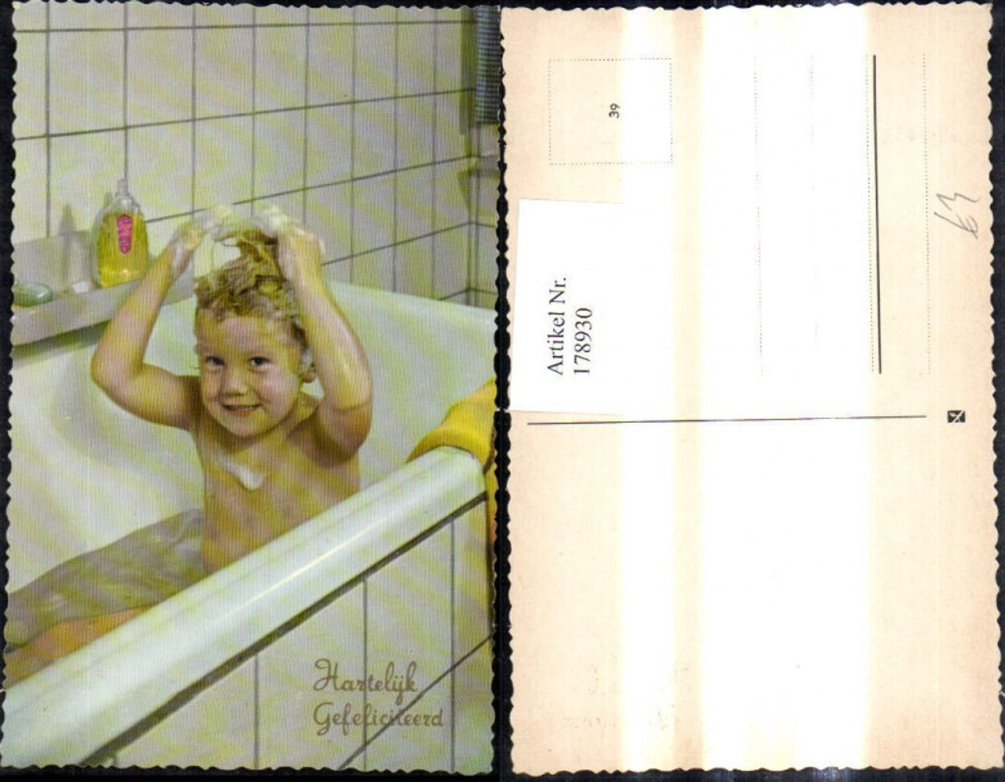 178930,Kind Bub Junge b. Haarewaschen i. Badewanne Hartelijk Gefeliciteerd