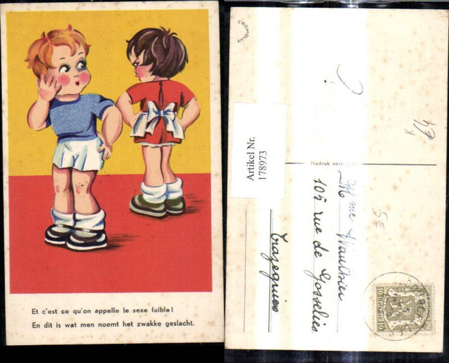178973,Künstler Ak Kinder Bub m. blauen Auge Spruch Text