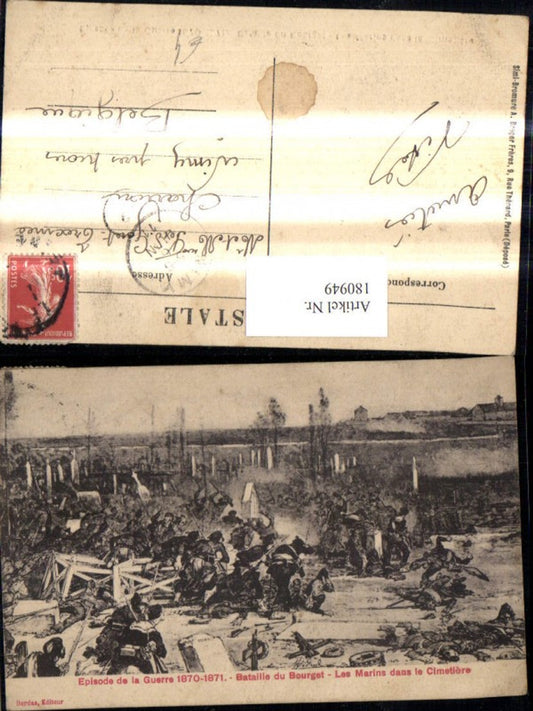 180949,Künstler Ak Episode de la Guerre Bataille du Bourget Les Marins dans le Cimetiere Schlacht