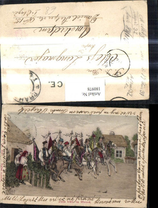 180978,Künstler Ak Jizda kralu na Morave Reiter i. Volkstracht Typen
