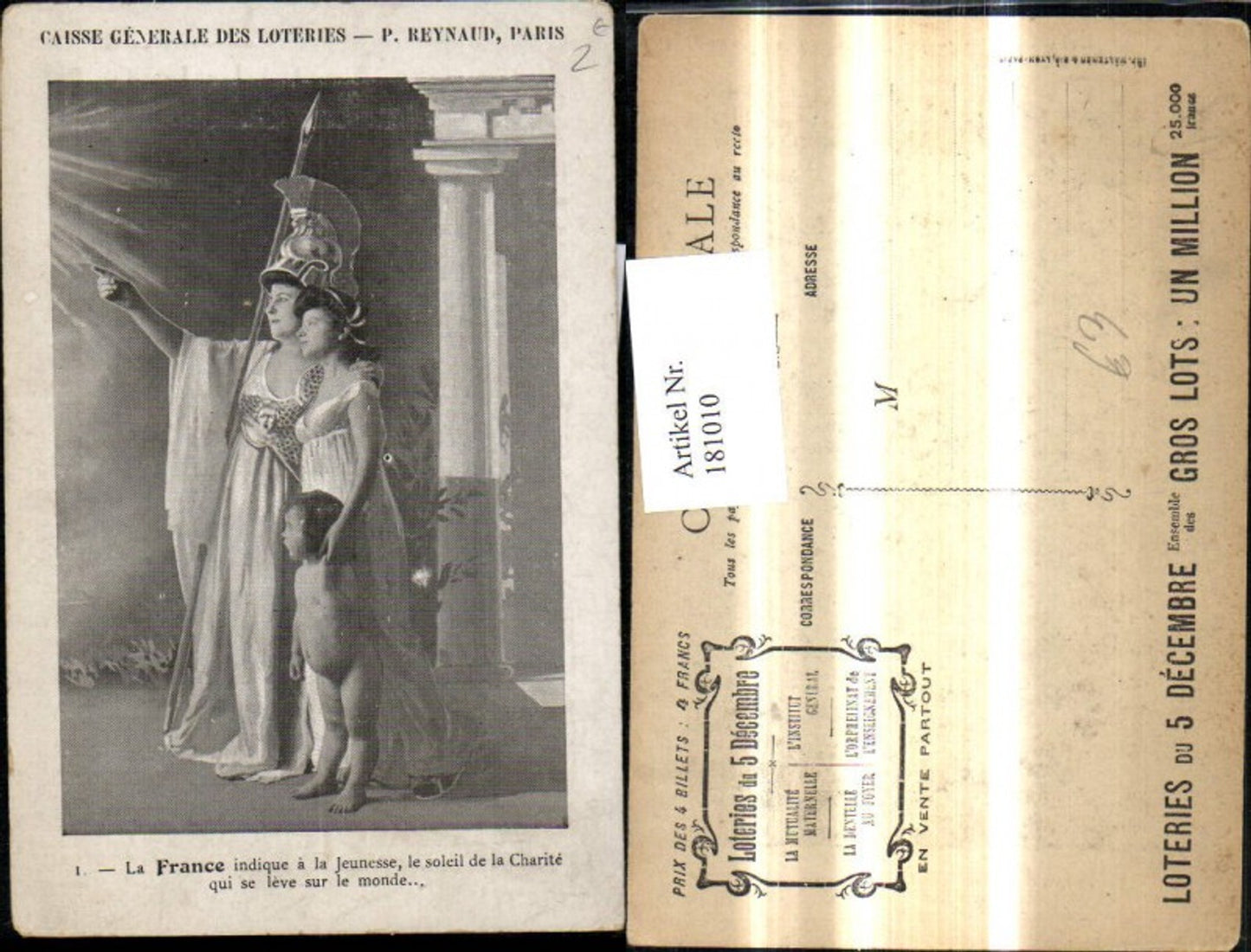 181010,Künstler Ak P. Reynaud La France indique a la Jeunesse le soleil de la Charite qui se leve sur le monde