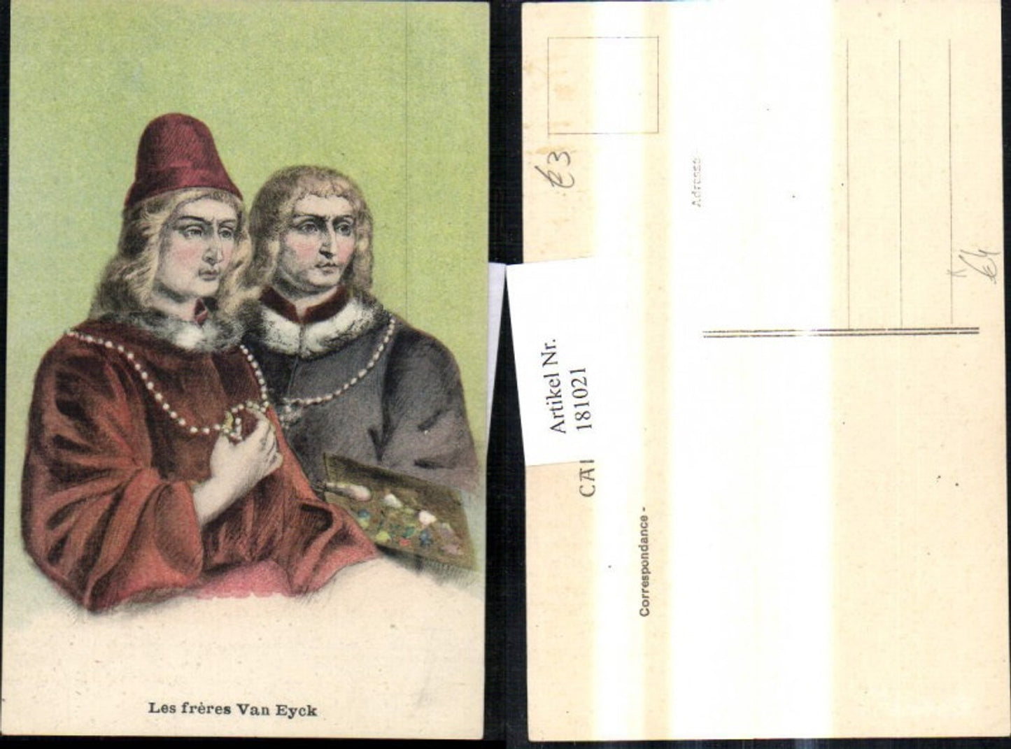 181021,Künstler Ak Les freres Van Eyck Männer Hut Schmuck Kette