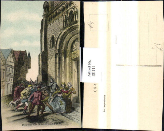 181111,Künstler Ak Revolte des Namurois 1256 Frau Königin Flucht i. Kirche Ritter