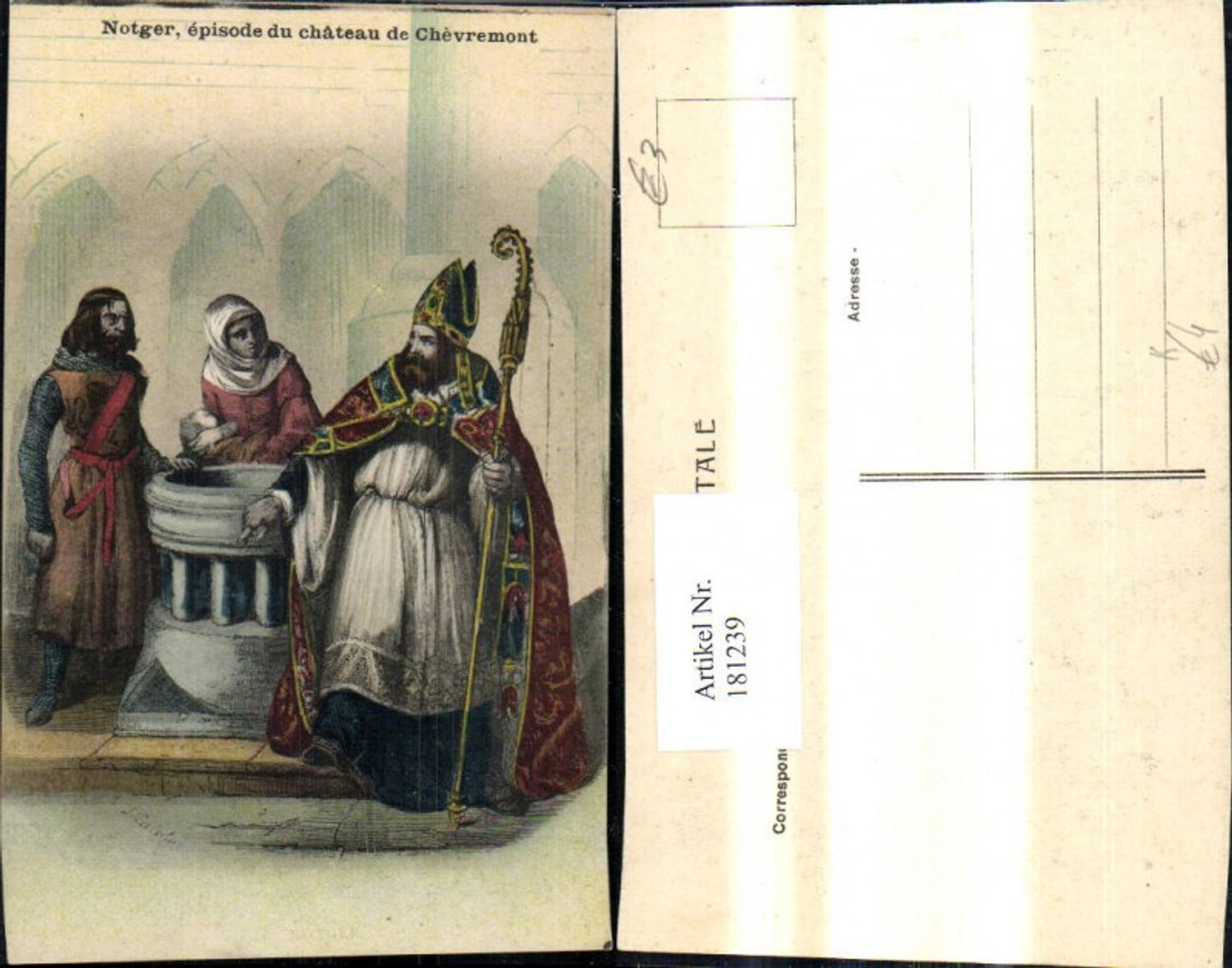 181239,Künstler Ak Notger episode du chateau de Chevremont Bischof Taufbecken Frau Kind