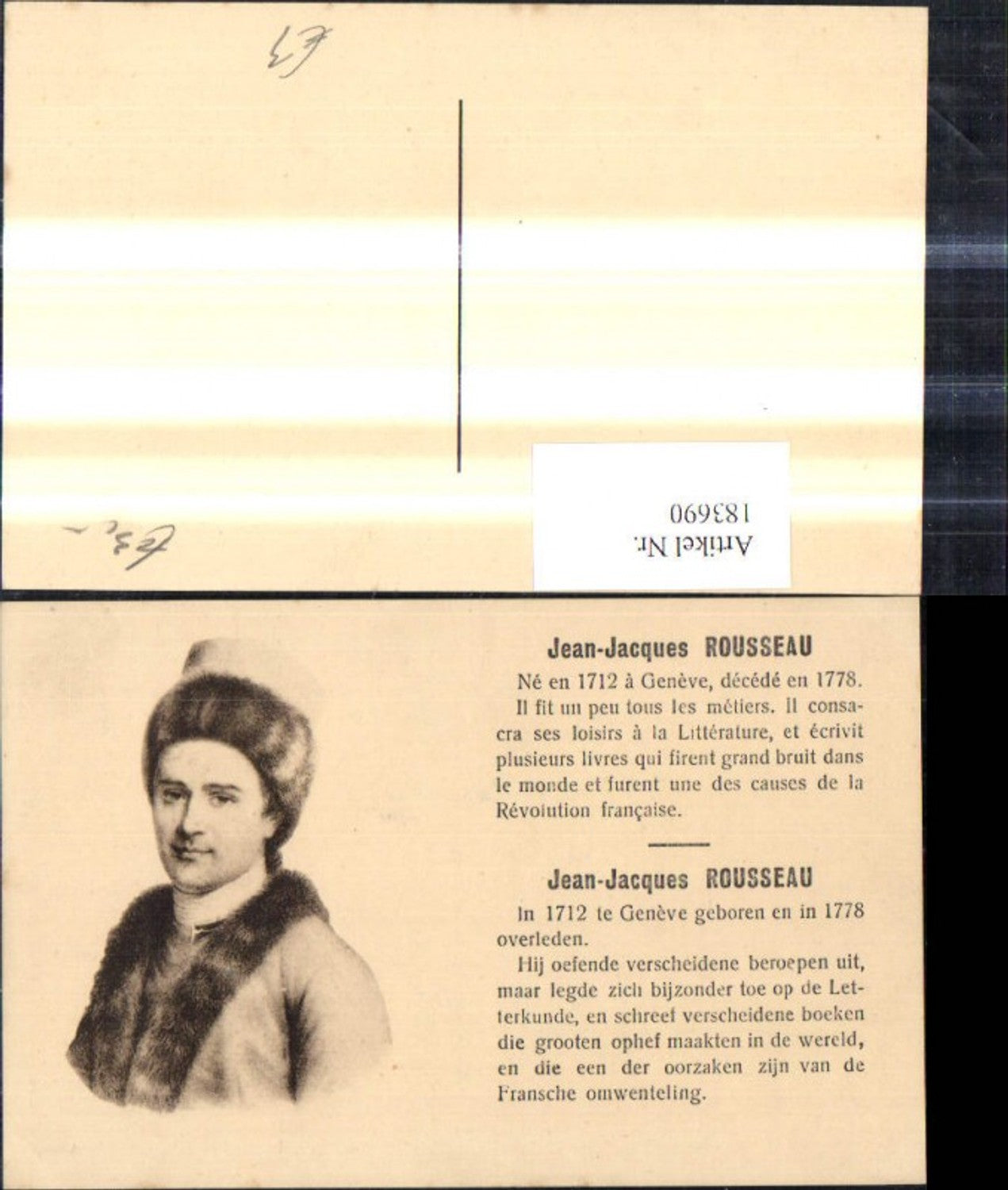 183690,Künstler Ak Jean-Jasques Rousseau Kunst Wissenschaft