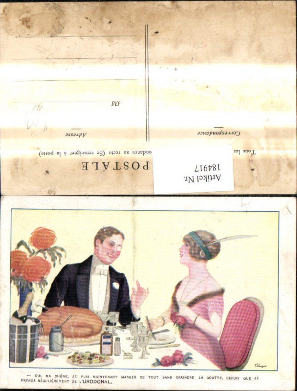 184917,Künstler Ak Draeger Paar Liebe b. Essen Sekt Spruch Text
