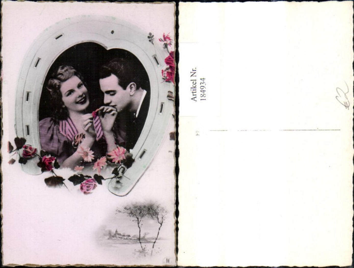184934,Liebe Paar Handkuss Hufeisen Blumen Rosen