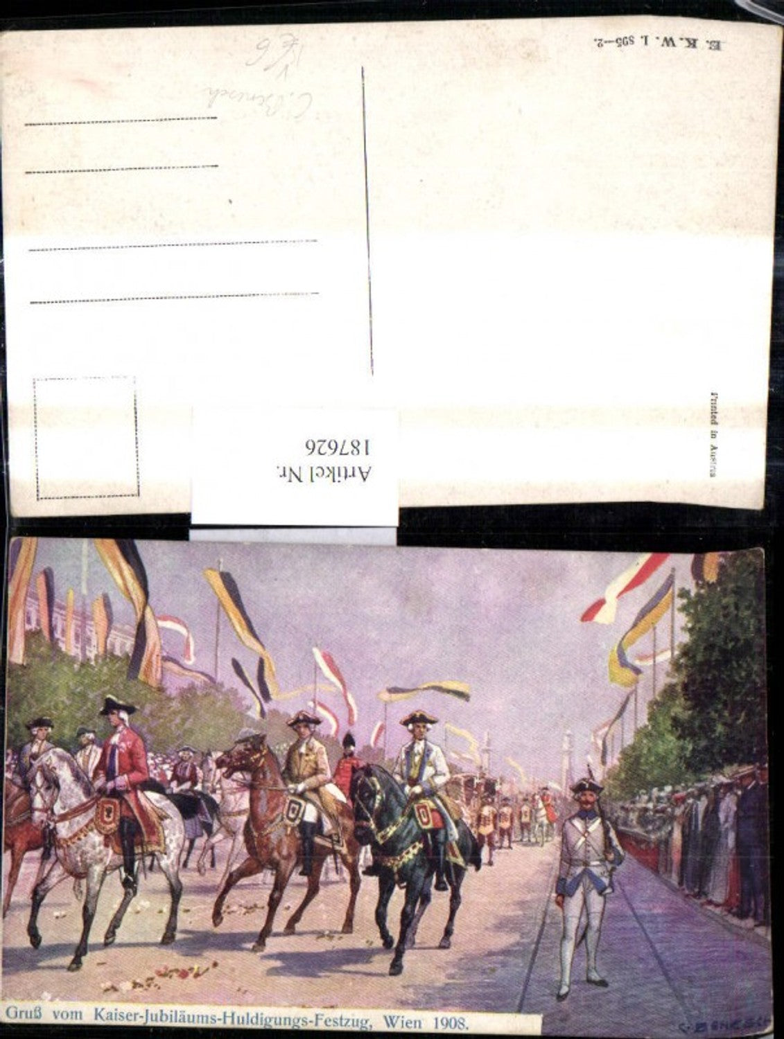 187626,Künstler Ak C. Benesch Kaiser Huldigungs Festzug 1908 Adel Monarchie pub B.K.W.I. 895-2