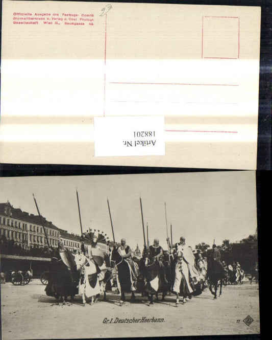 188201,Foto Ak Kaiser Huldigungs Festzug 1908 Adel Monarchie Deutscher Heerbann Ritter Rüstung Reiter