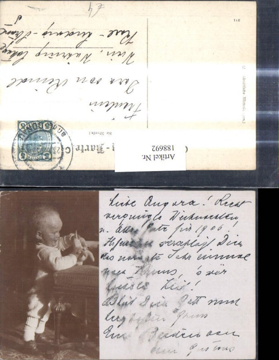 188692,Foto Ak Kind m. Stofftier Spielzeug Plüschtier