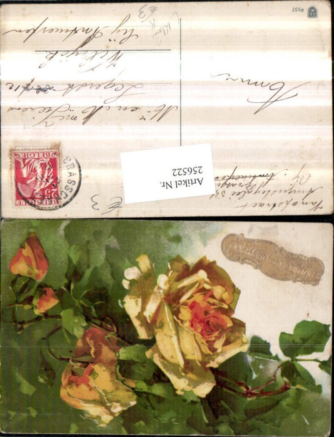 256522,Künstler AK Klein Catharina gelbe Rosen Rosenblüten Knospen
