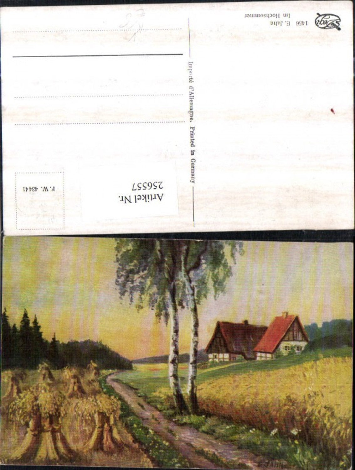 256557,Degi AK 1456 Künstler E. Jahn Im Hochsommer Landschaft Wegpartie Feld