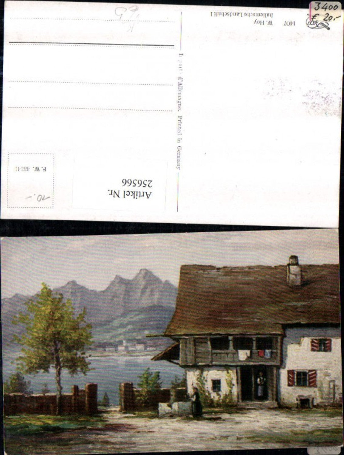 256566,Degi AK 1407 Künstler W. Hoy Italienische Landschaft Hausansicht