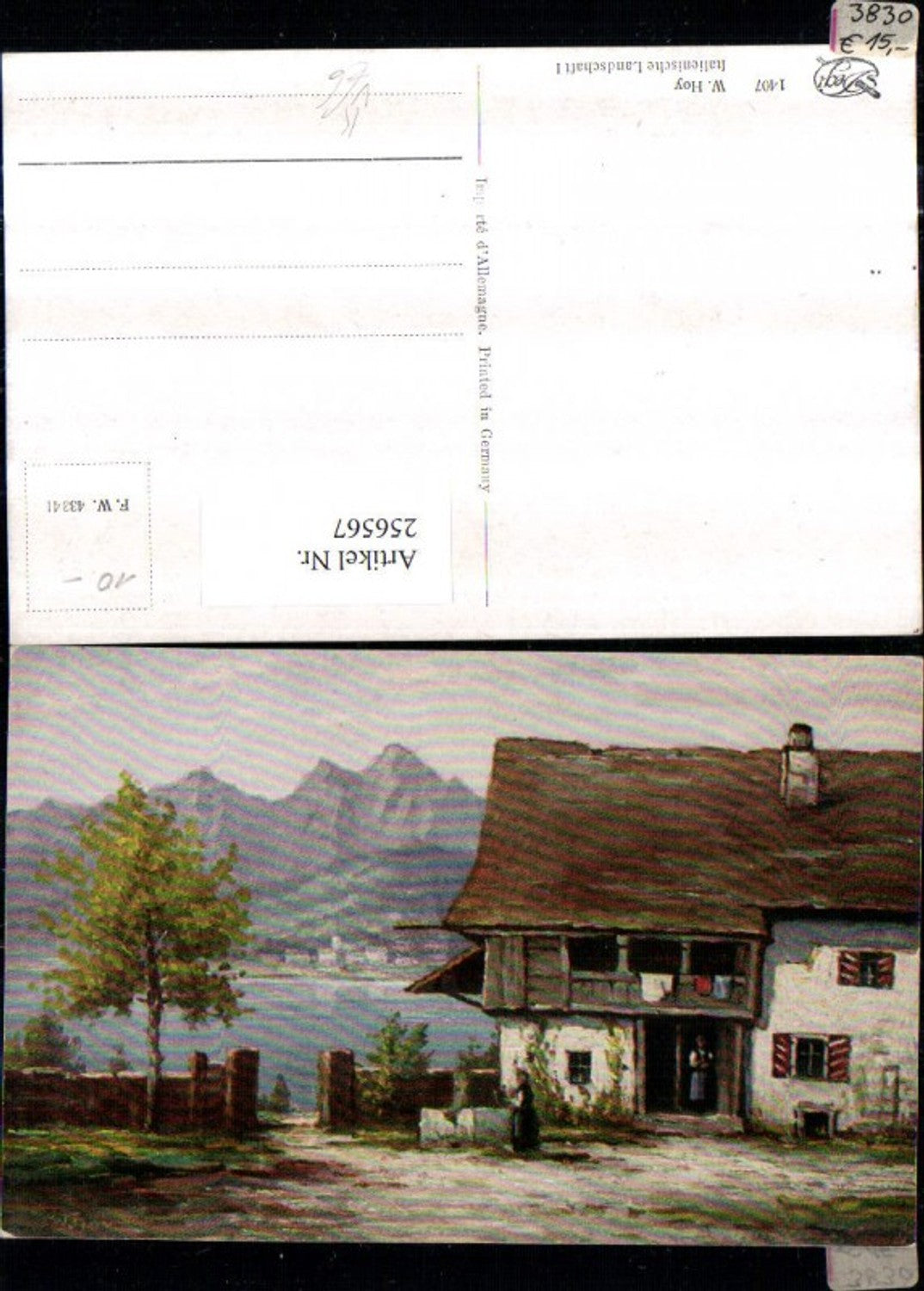 256567,Degi AK 1407 Künstler W. Hoy Italienische Landschaft Hausansicht