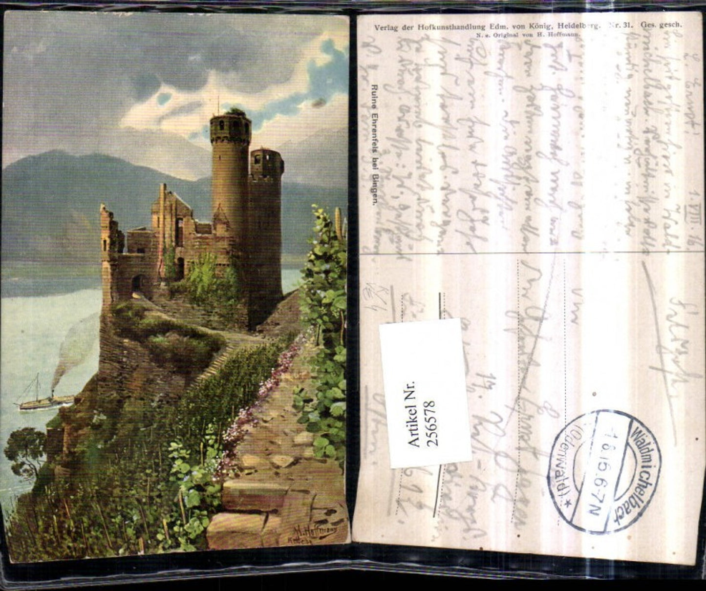 256578,Künstler AK Heinrich Hoffmann Ruine Ehrenfels b. Bingen pub Edmund v. König 31