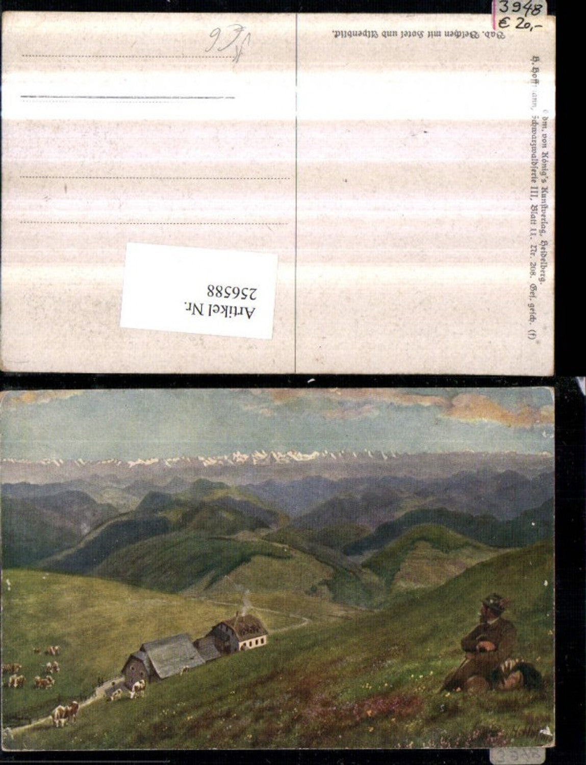 256588,Künstler AK Heinrich Hoffmann Bad Belchen m. Hotel u. Alpenblick Bergkulisse pub Edmund v. König 208